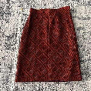 Elegant Red Patterned Women's Wool Skirt